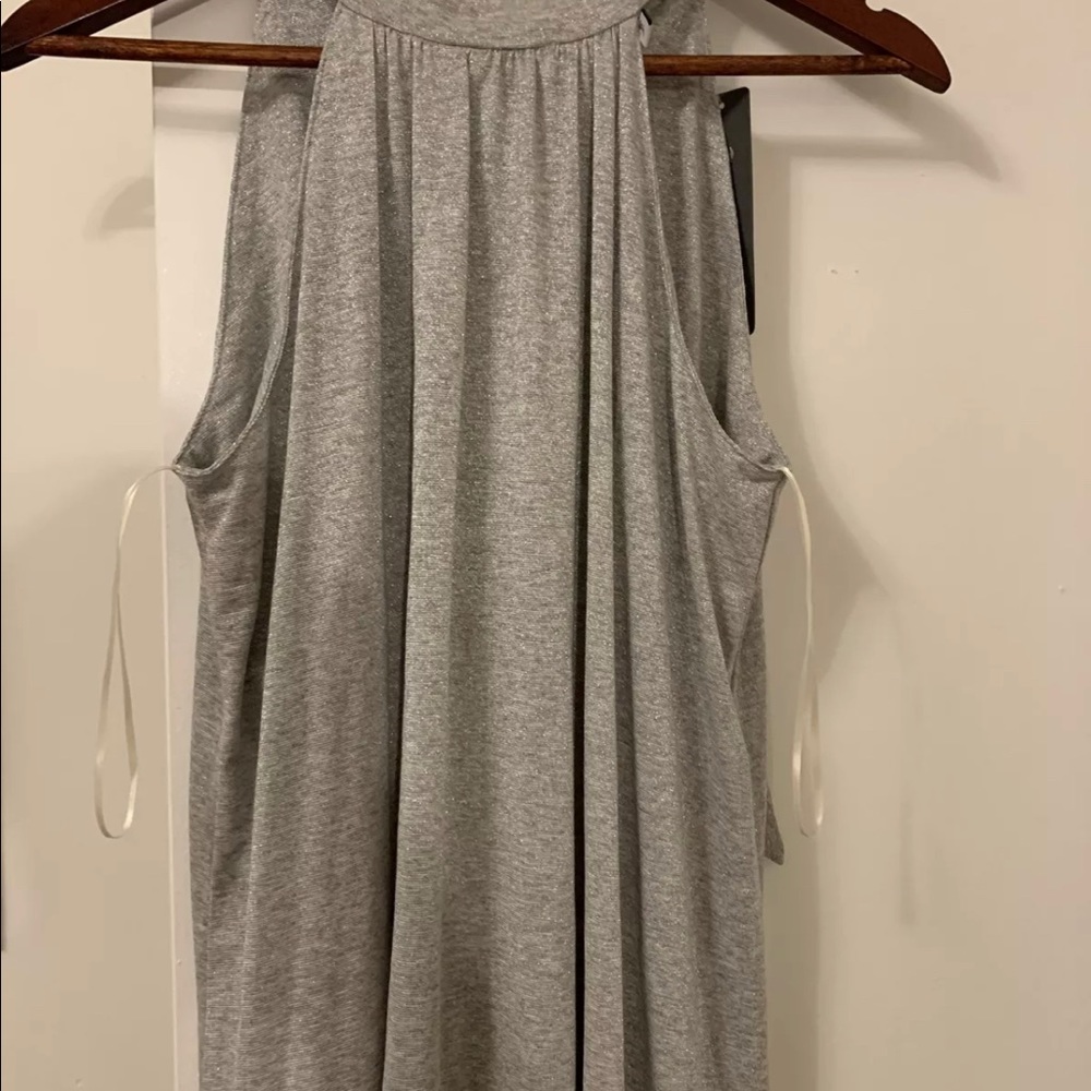 Michael Stars Claudette Shift Dress Womens Sz 2 US Medium Shimmer Gray Silver